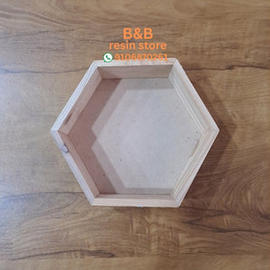 hexagon wooden tray 7 inch 50mm dp
