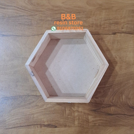 hexagon wooden tray 7 inch 50mm dp